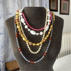 Elegant Multi-Color Vintage Beaded Necklace‎ Lot